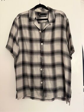 All Saints Black & White Plaid Short-Sleeve Button-Down Shirt